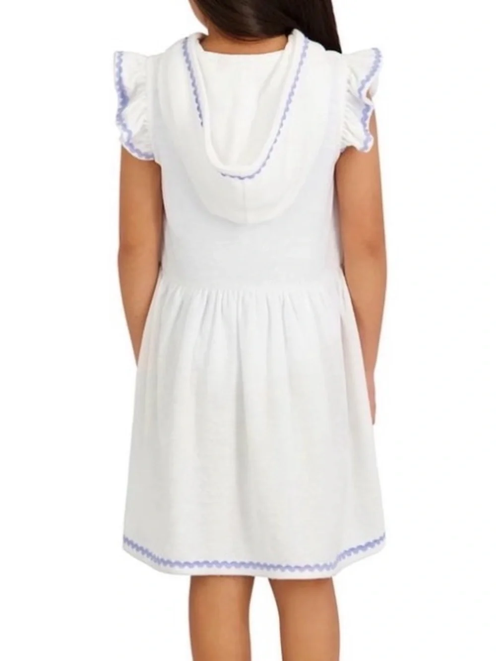 Sperry Light Blue & White Striped Ruffle One-Piece with White Hooded Cover-Up